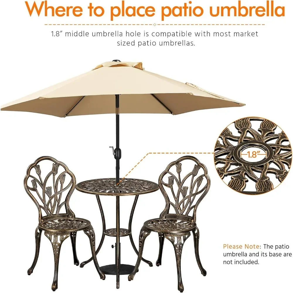 Patio Bistro Sets 3 Piece, Outdoor Rust-Resistant