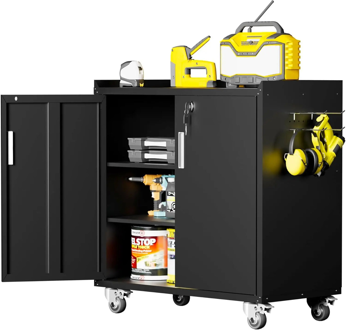 Metal Storage Cabinet with Wheels,