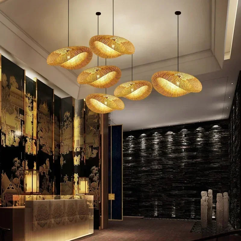 Bamboo LED Ceiling Lamp Chandelier Fixture