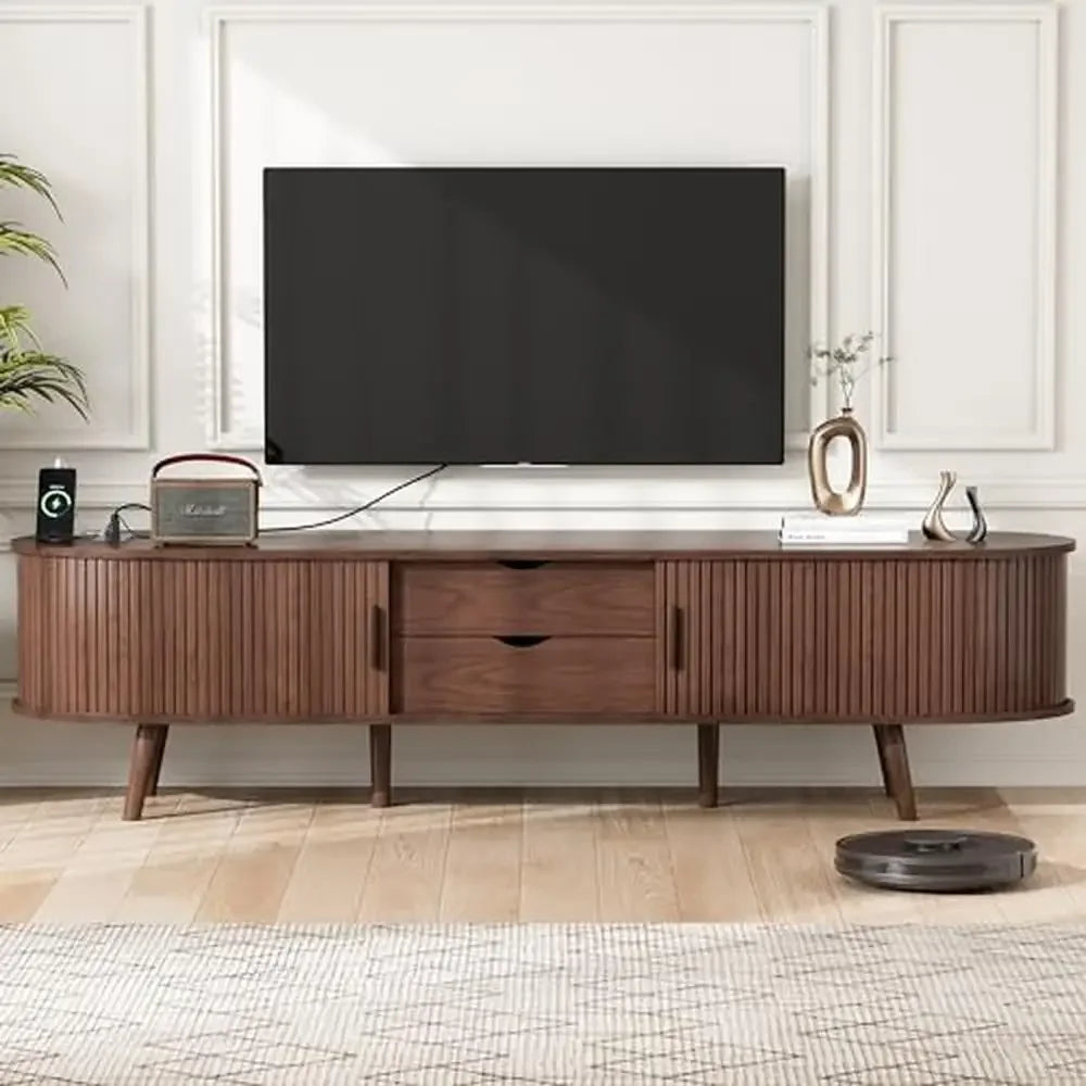 Mid Century Modern TV Stand Charging Station