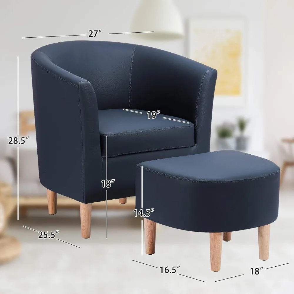 Accent Chairs Set of 2, Barrel Chair