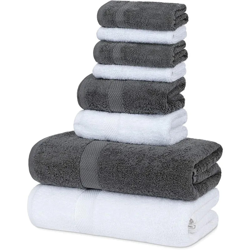 Luxury White Bath Towel Set of 8 Pieces