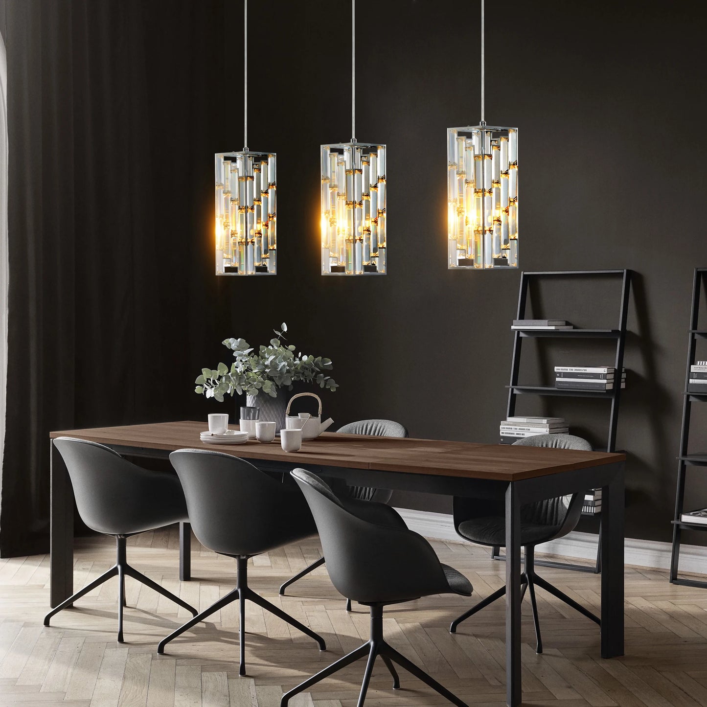 12 Inch Silver Crystal Chandelier Height Adjustable