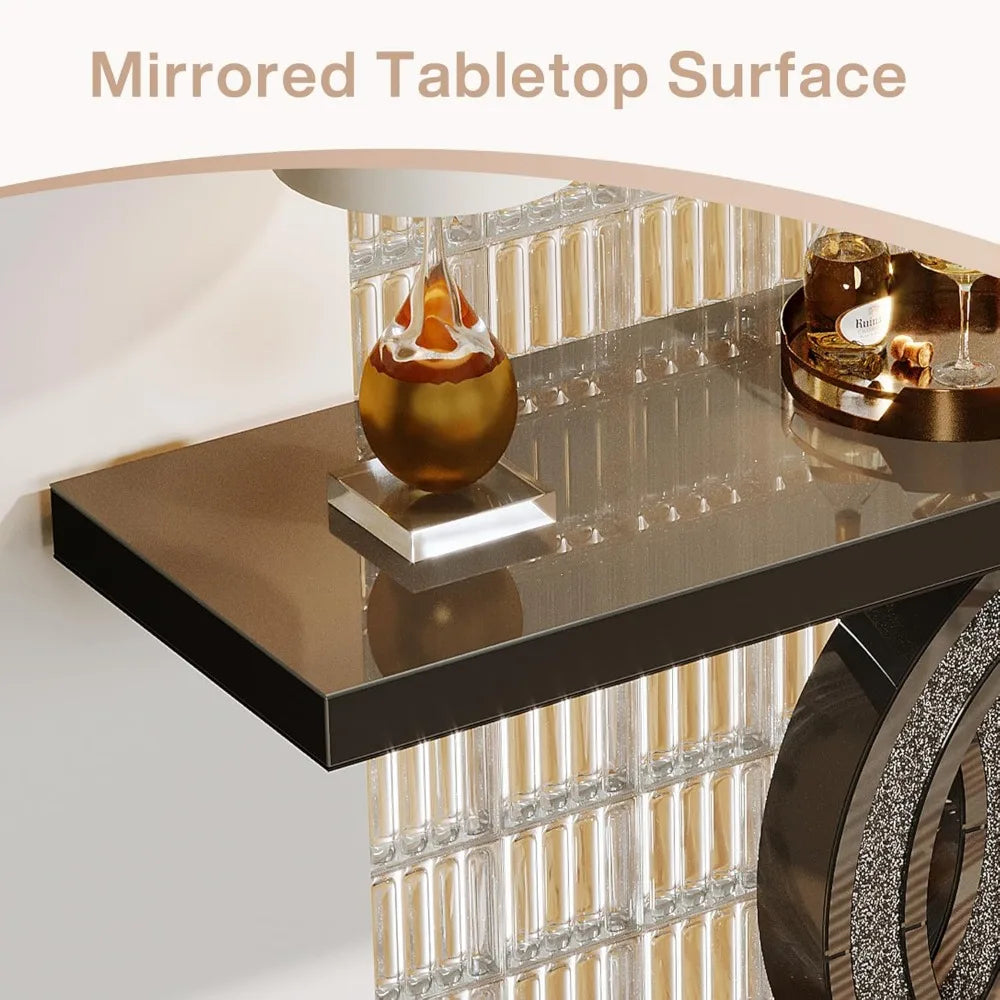 Mirrored Console Table, Modern Black Entryway Table