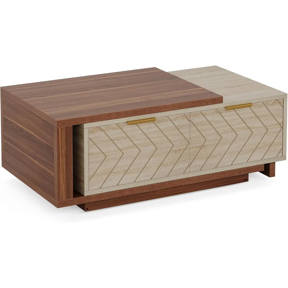 Wood Coffee Table with 2 Storage Drawers