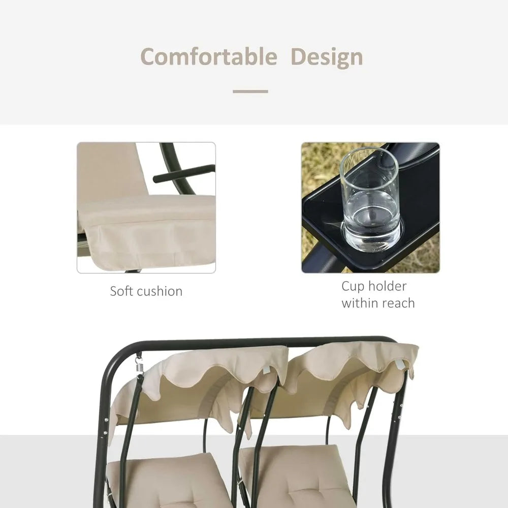 Outsunny Patio Swing Chair with 2 Separate Seats,