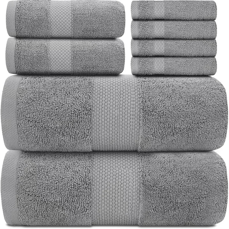 Luxury White Bath Towel Set of 8 Pieces