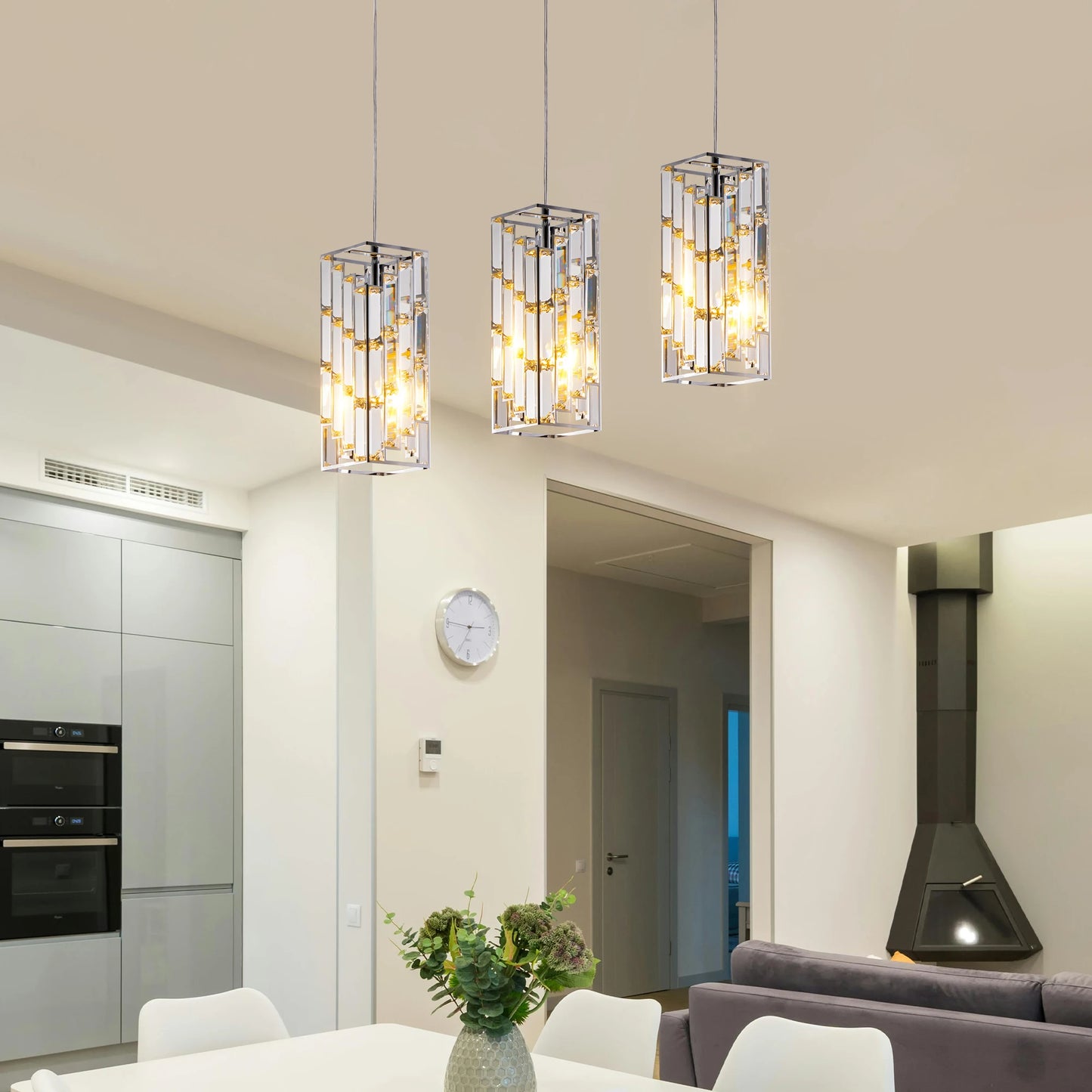 12 Inch Silver Crystal Chandelier Height Adjustable