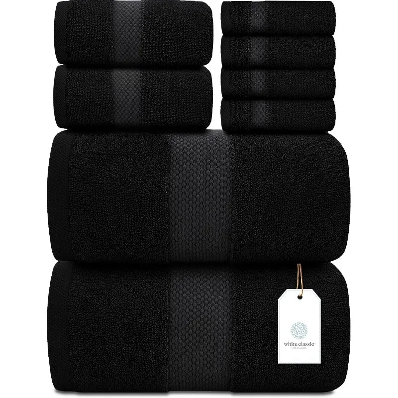 Luxury White Bath Towel Set of 8 Pieces