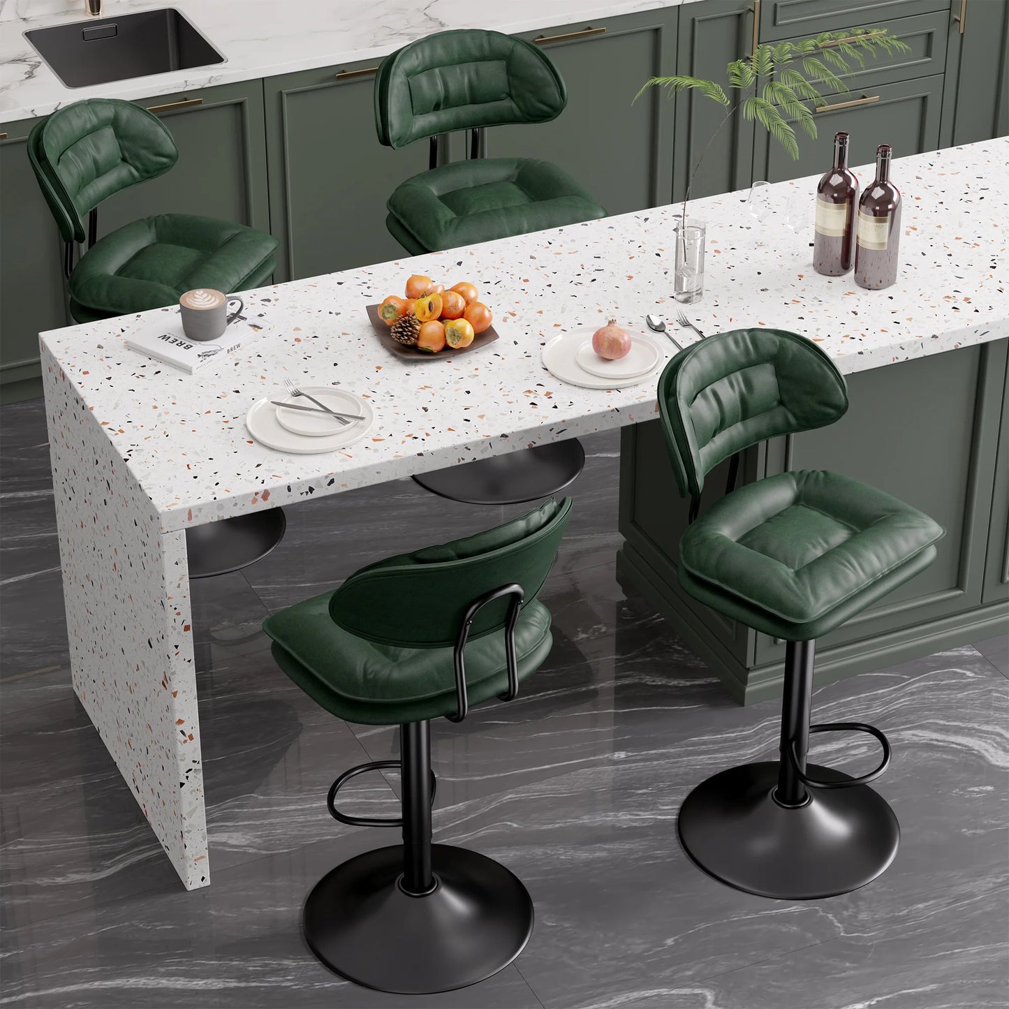 2Pcs Rotating Dining Chair Modern Bar Stools