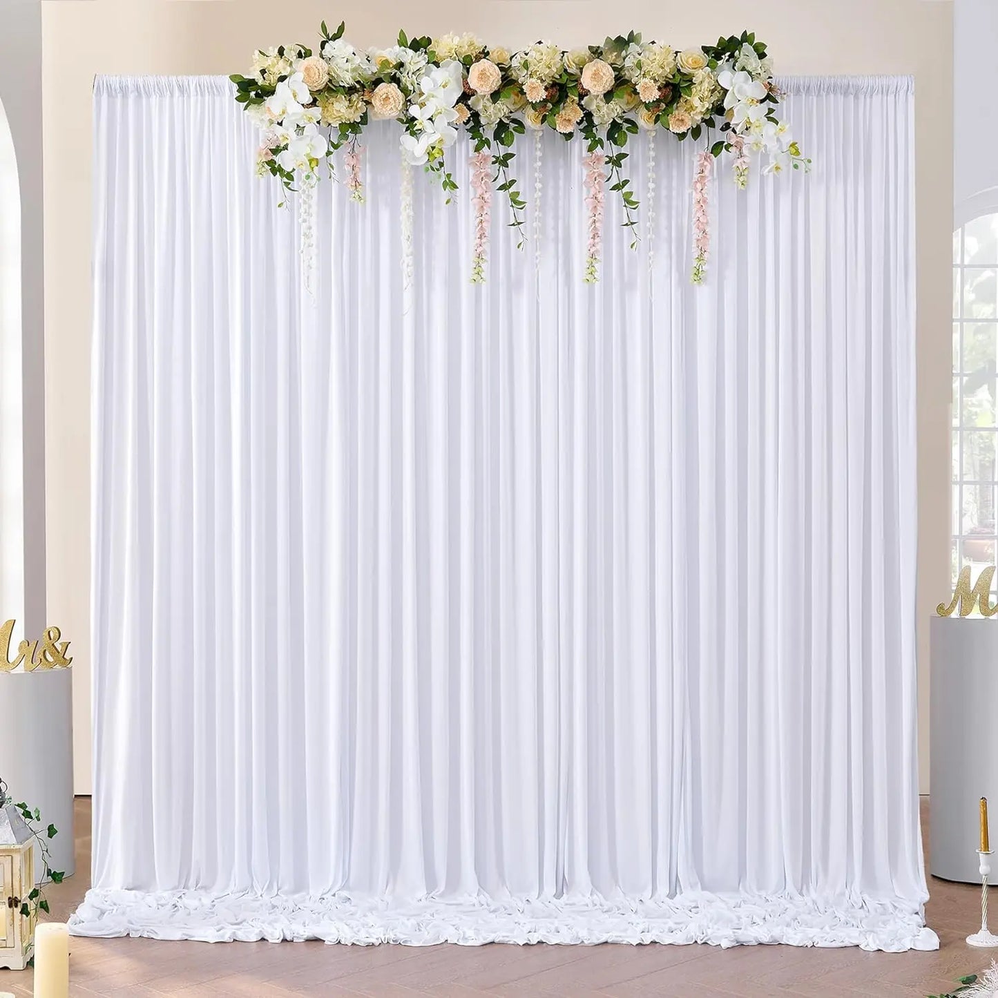 20x10 ft Wrinkle Free White Backdrop Curtains