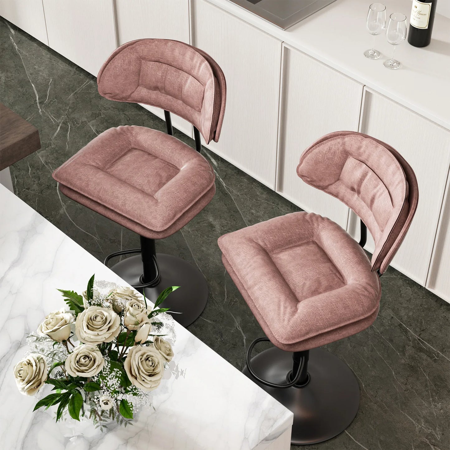 2Pcs Rotating Dining Chair Modern Bar Stools