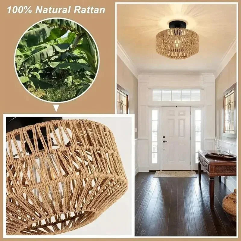 Natural Bamboo Ceiling Chandelier Hanging Lamp