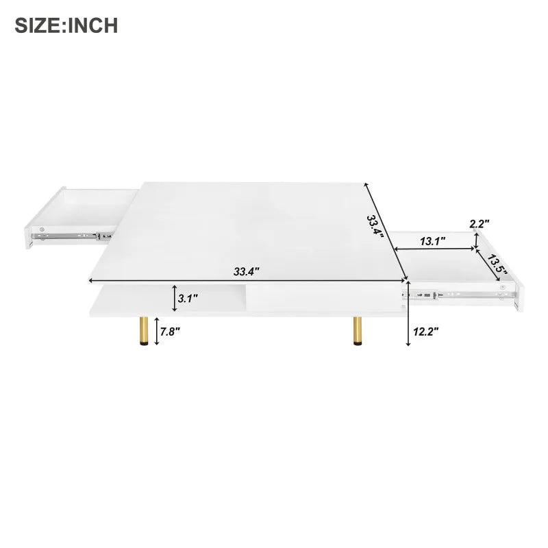 Gloss Coffee Table with 4 Golden Legs
