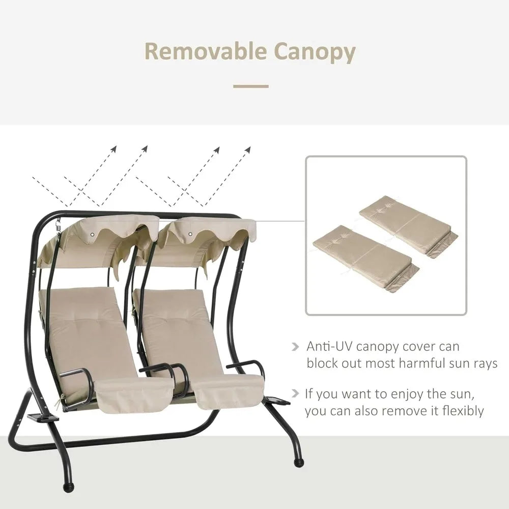 Outsunny Patio Swing Chair with 2 Separate Seats,