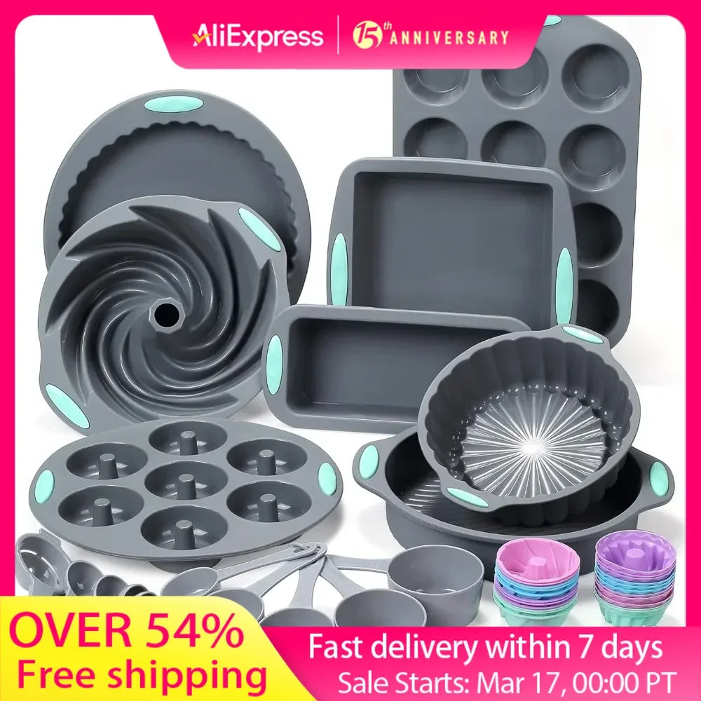 49 Pieces Silicone Bakeware Set,