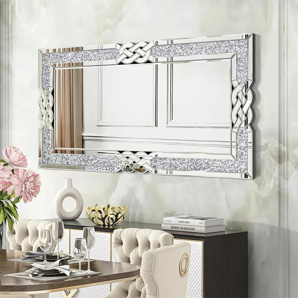 Diamond Wall Mirror Rectangular Glass Silver