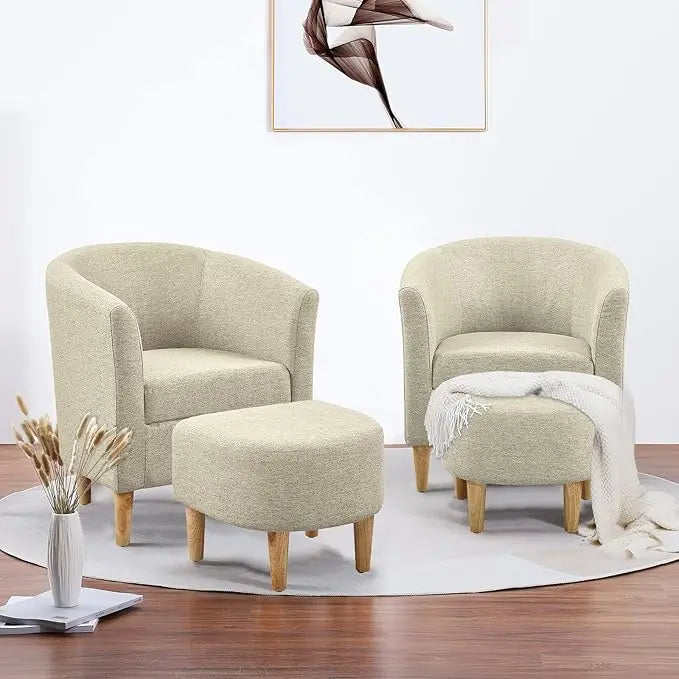 Accent Chairs Set of 2, Barrel Chair