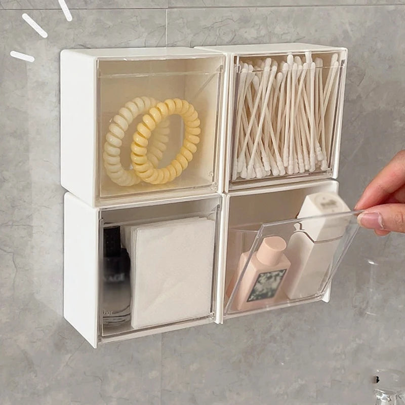 4pcs Plastic Wall Mounted Storage Boxes