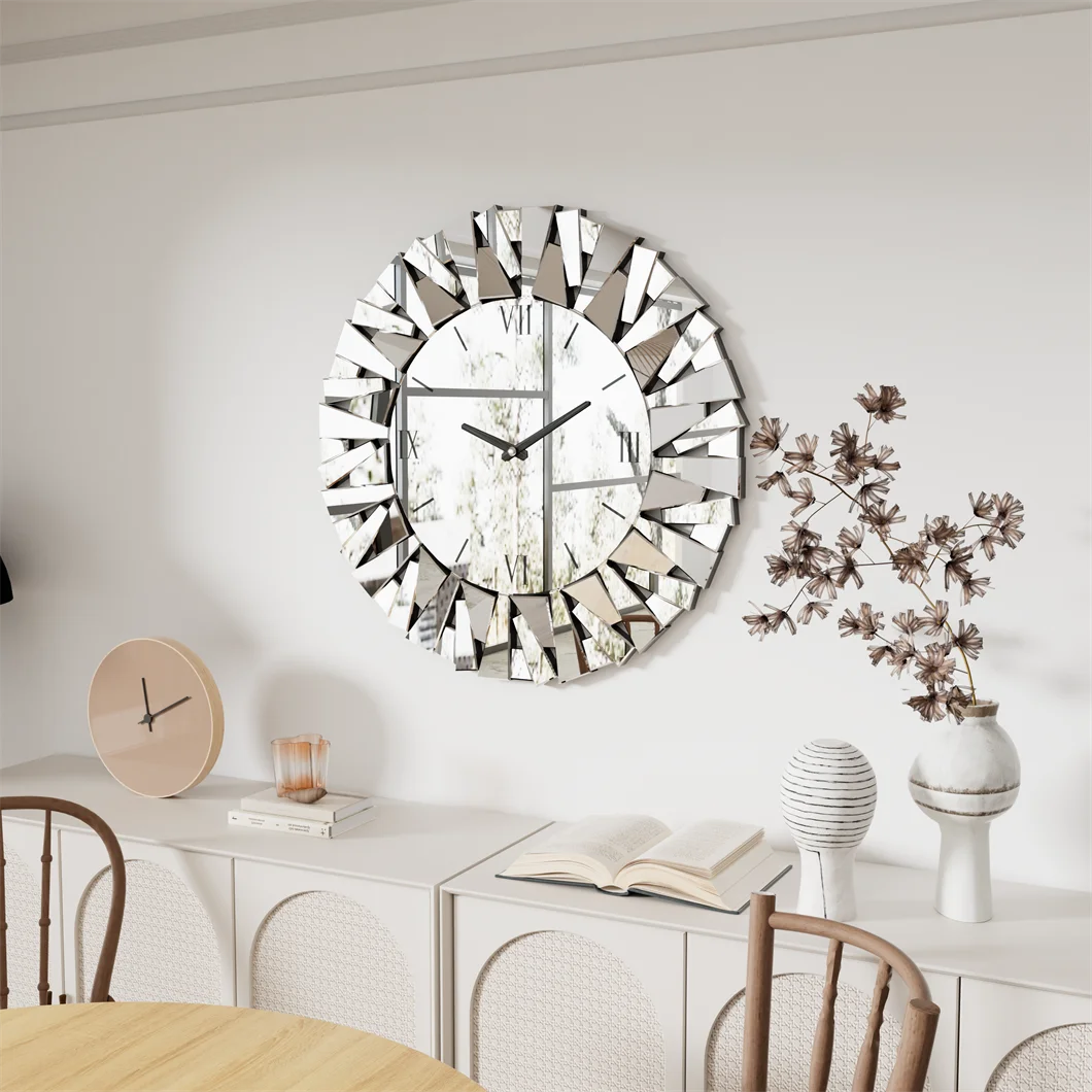 Large Wall Clock 3D Mirrored Clocks