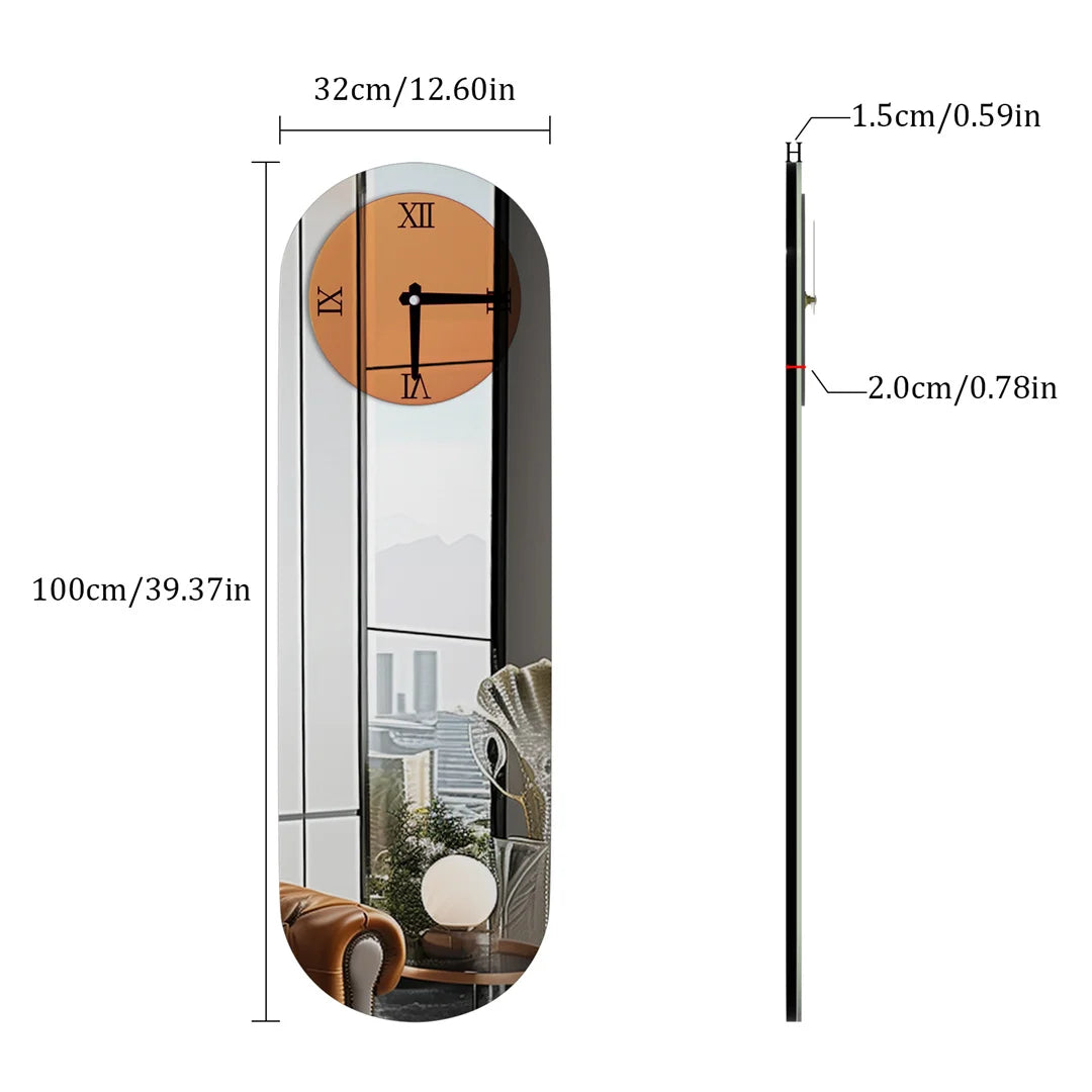 Wall Clock with Silver Mirror Modern Decorative
