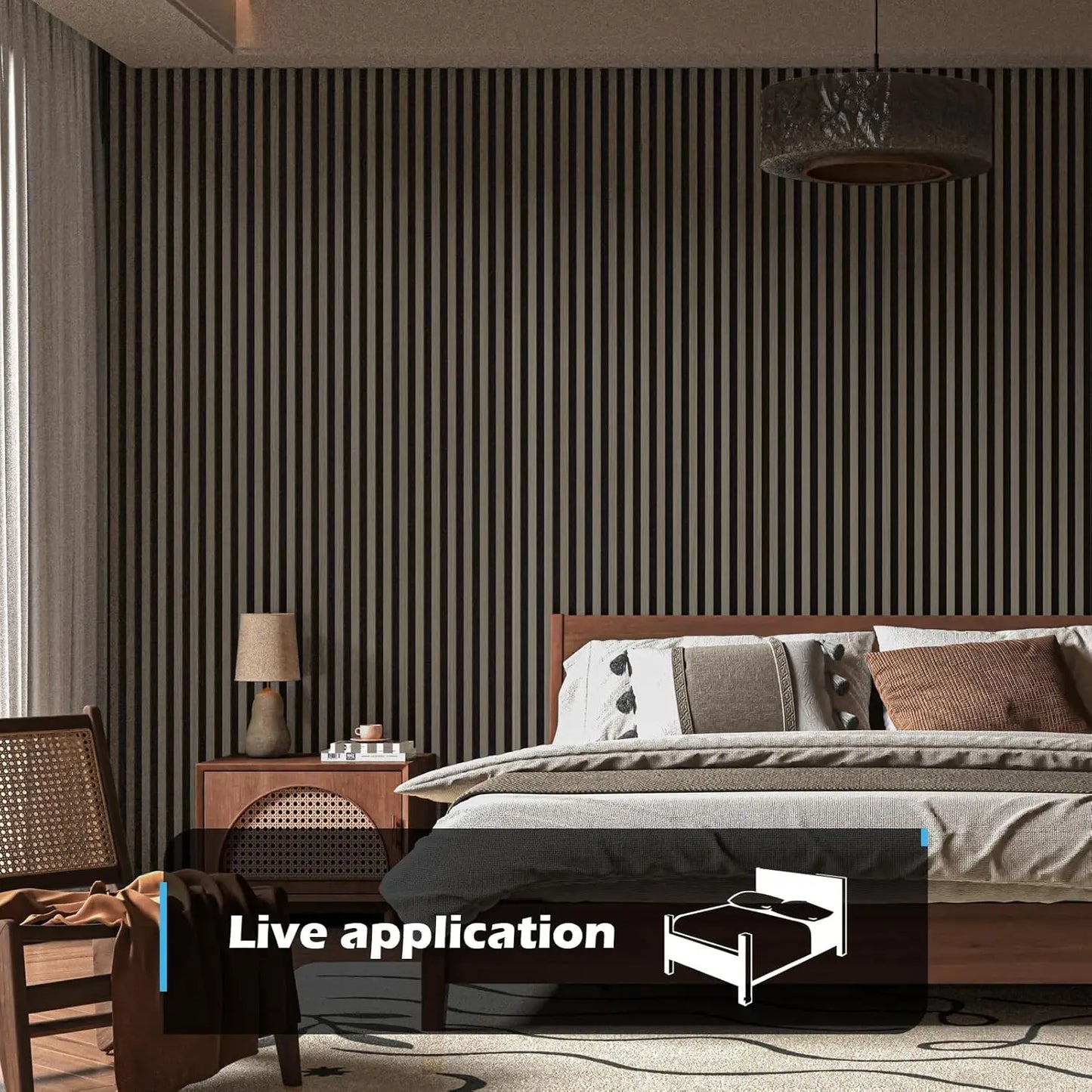 3D Soundproof Wall Panels Teak 2-Pack 108" x 12"