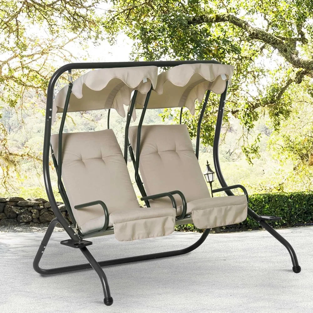 Outsunny Patio Swing Chair with 2 Separate Seats,