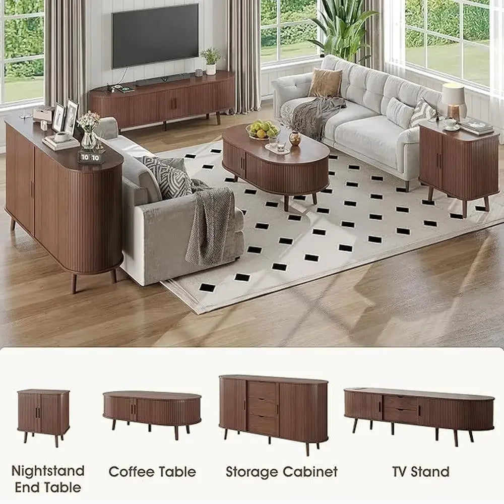Mid Century Modern TV Stand Charging Station