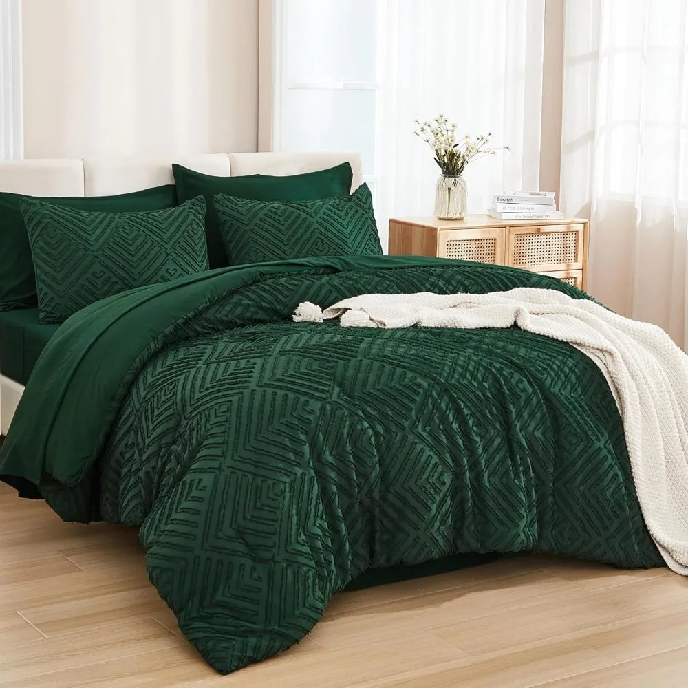 Comforter Set 7 Piece Dark Emerald Green -