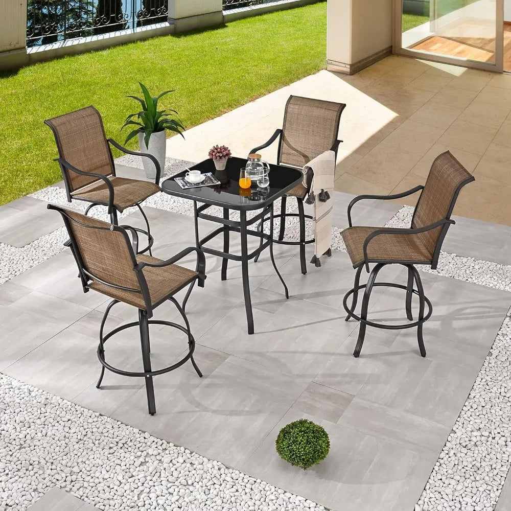5 Piece Patio Dining Set Swivel Chairs