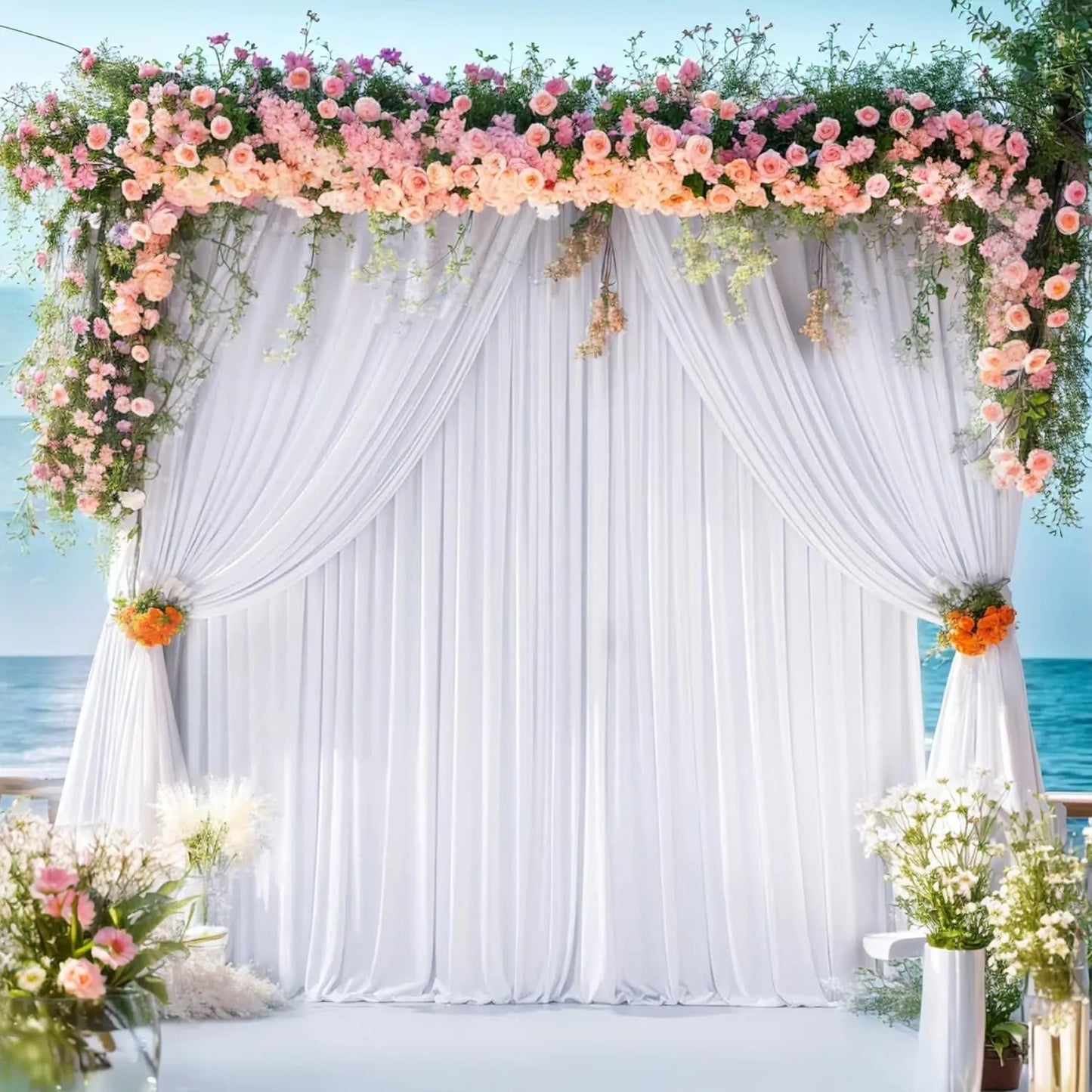20x10 ft Wrinkle Free White Backdrop Curtains
