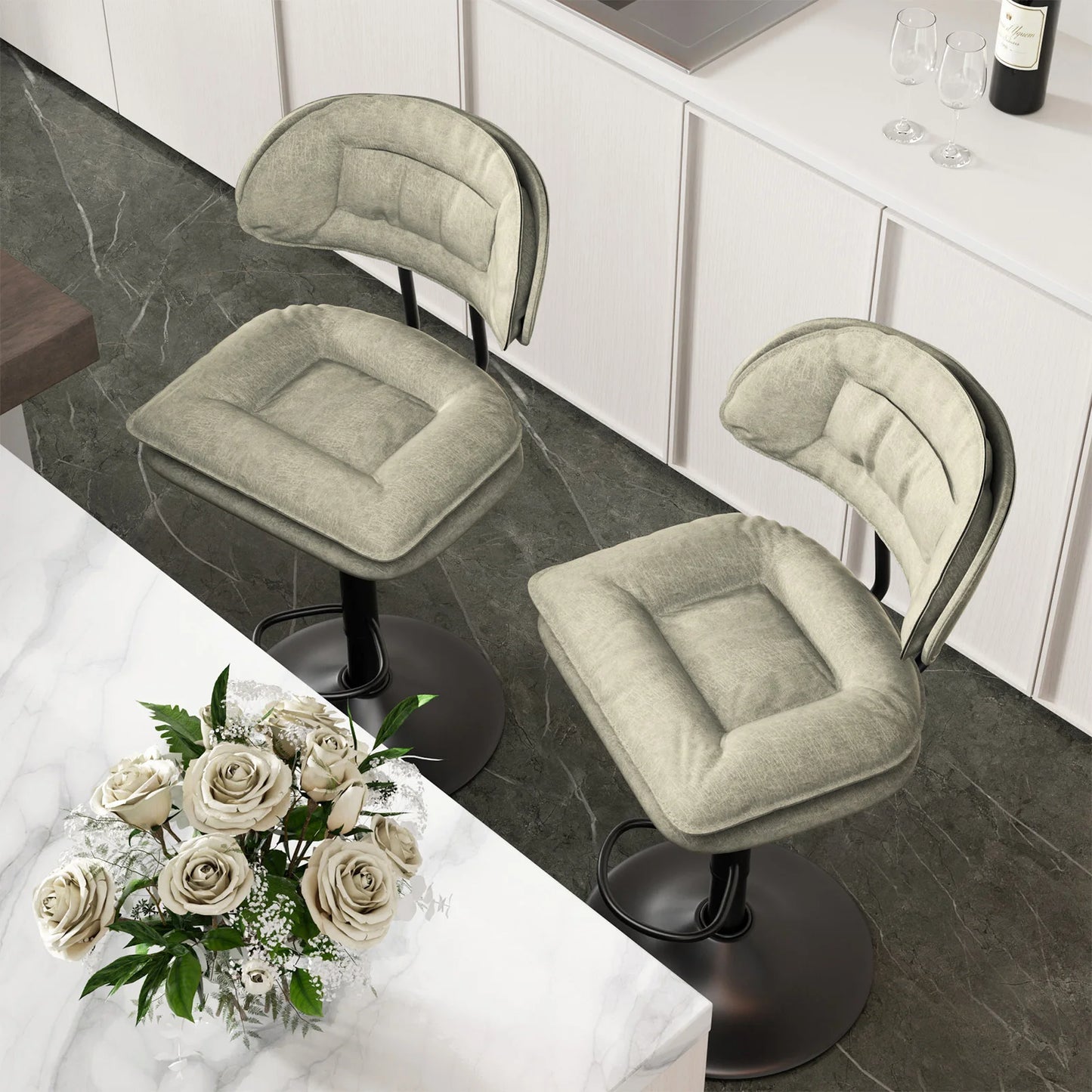 2Pcs Rotating Dining Chair Modern Bar Stools