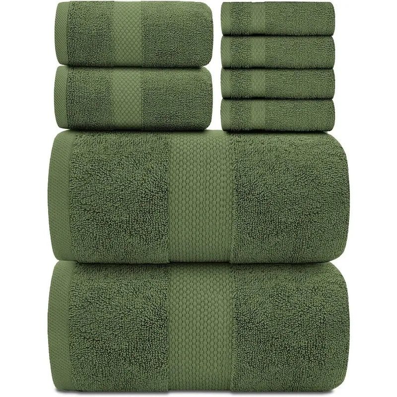 Luxury White Bath Towel Set of 8 Pieces