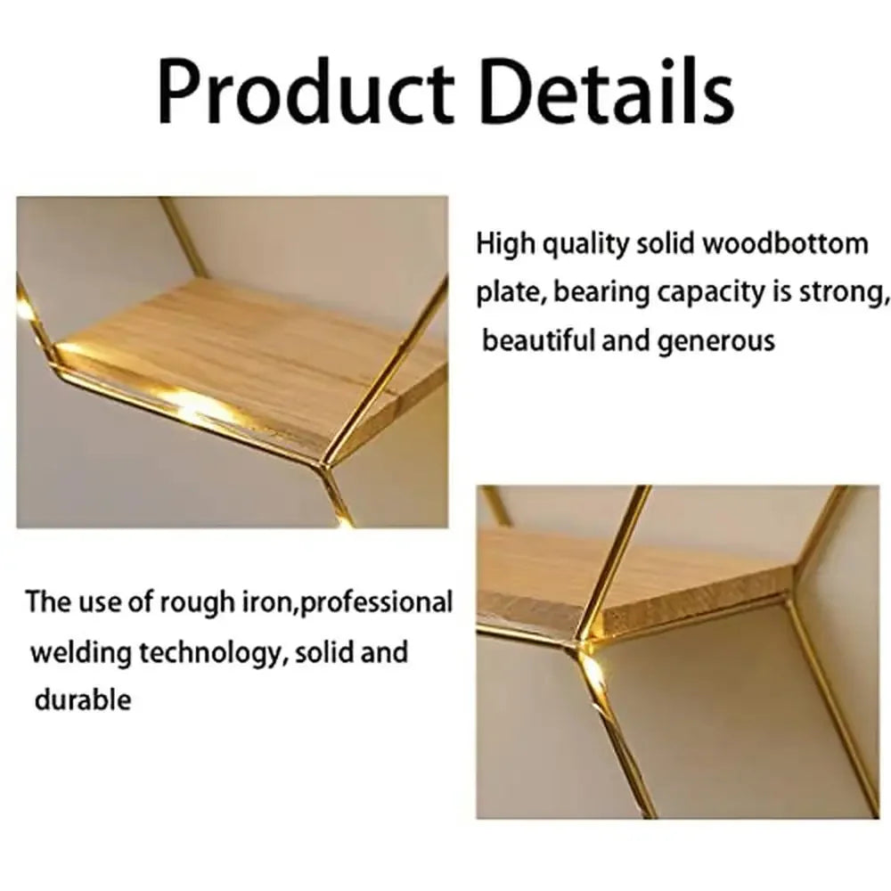 Hexagon Metal Wire Wood LED Lights