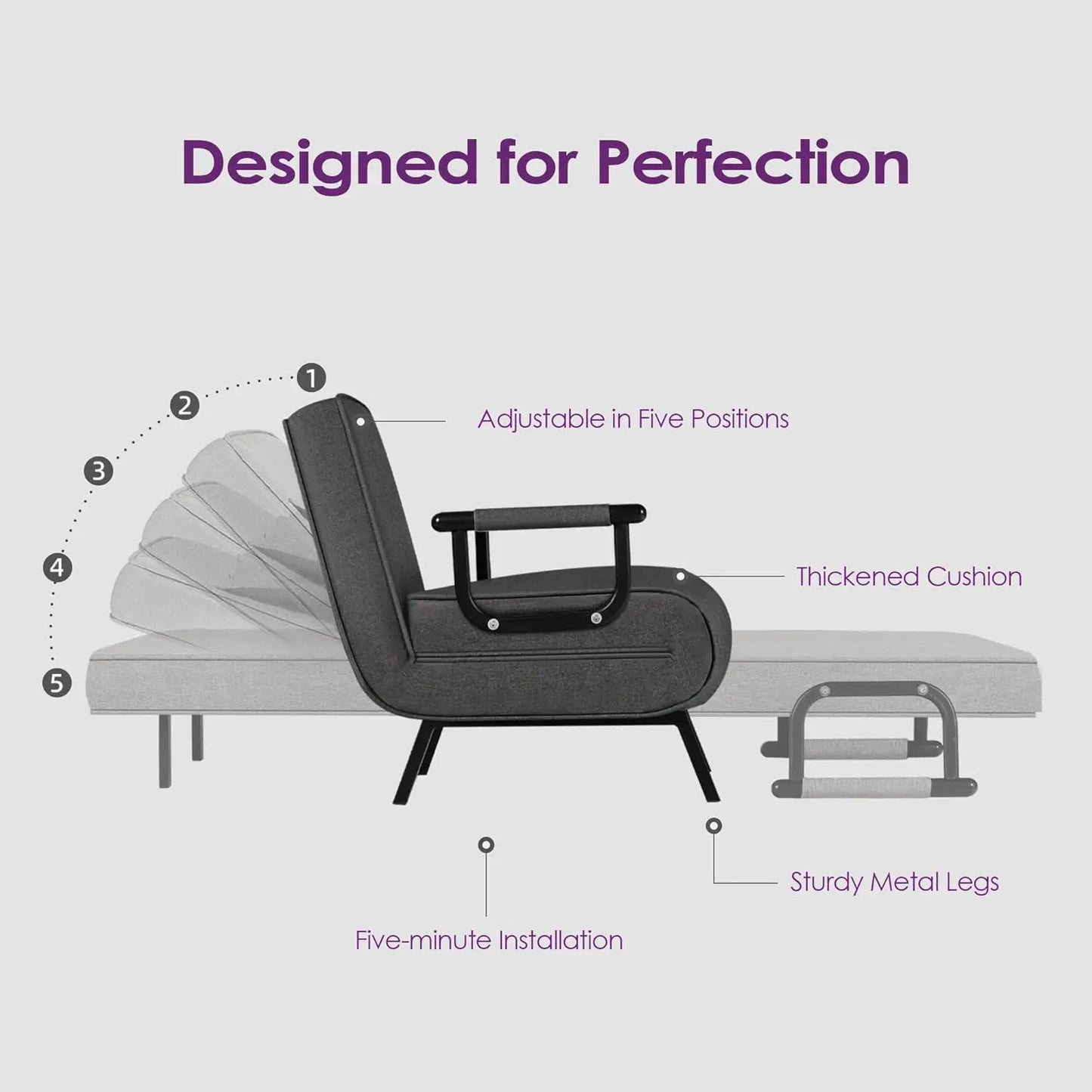 Convertible Sofa Sleeper Chair Bed, Chaise Lounge