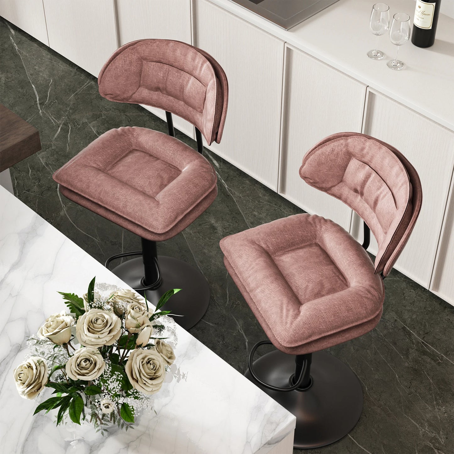 2Pcs Rotating Dining Chair Modern Bar Stools