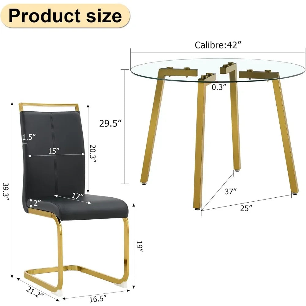 42”Round Dining Table Set for 4,