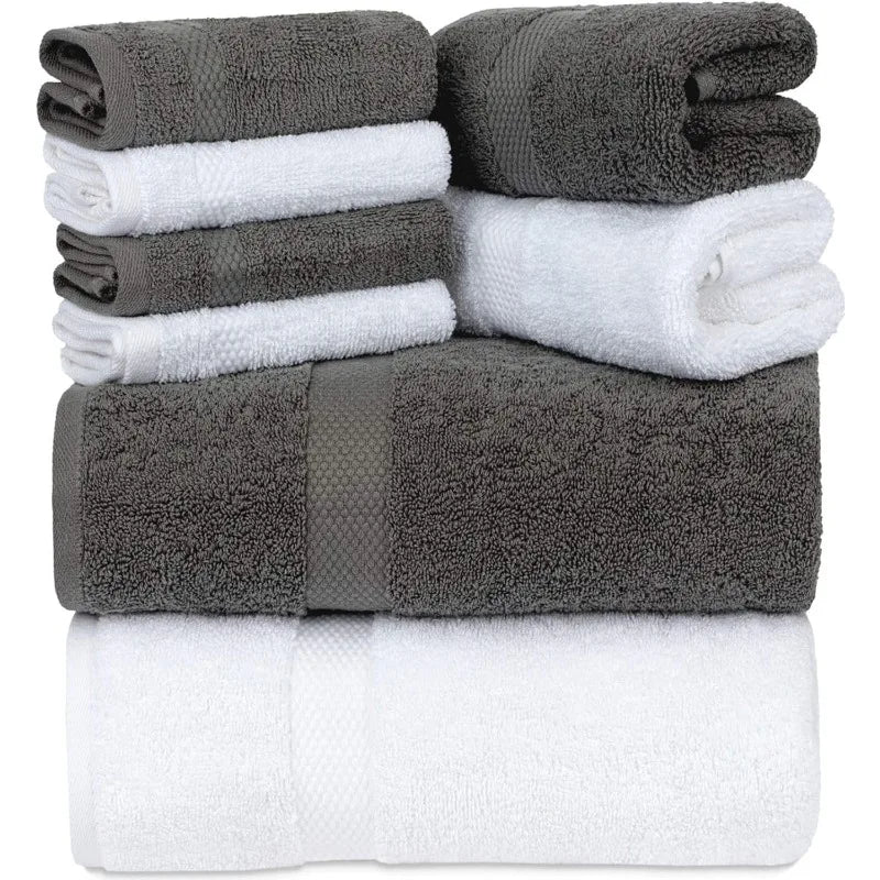Luxury White Bath Towel Set of 8 Pieces