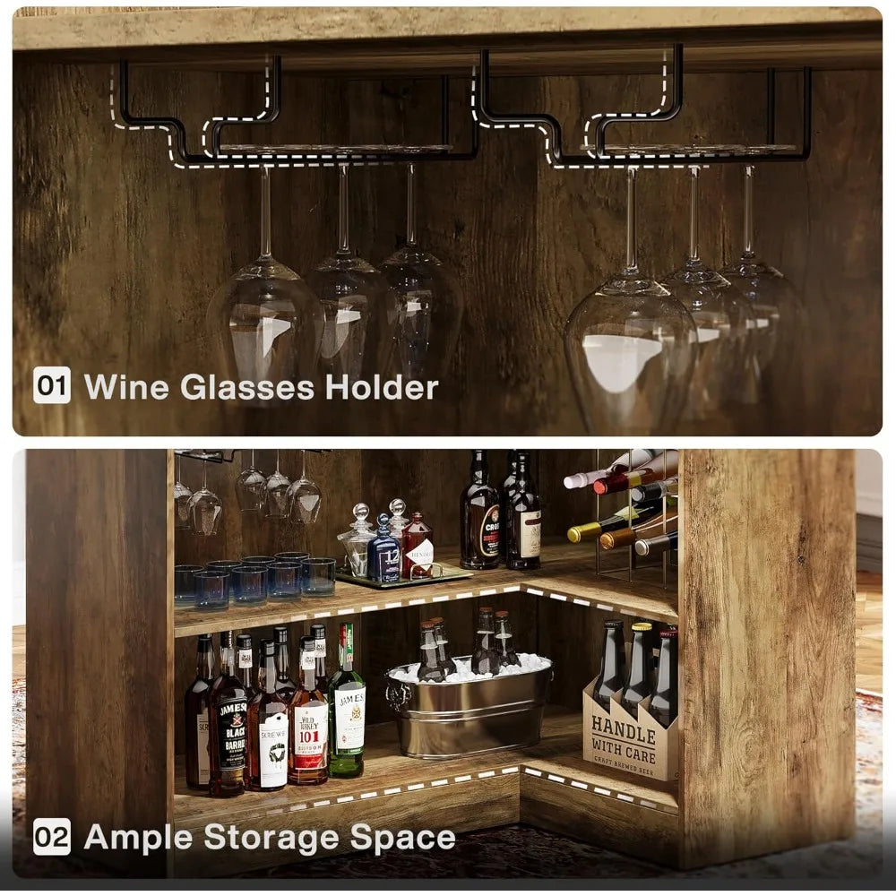 Bar Cabinet, L-Shaped Home Bars Table