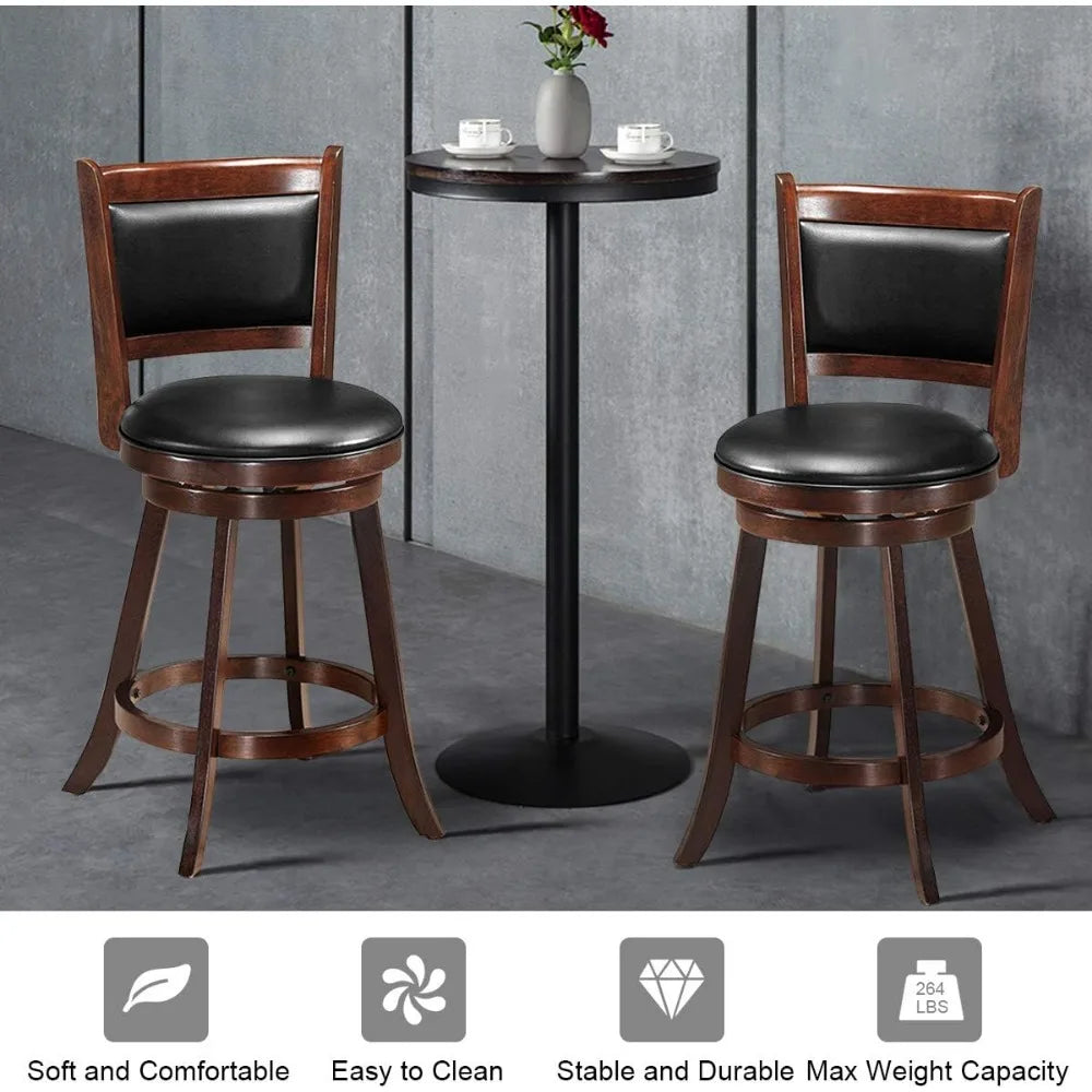 Bar Stools Set of 2, 360 Degree Swivel,