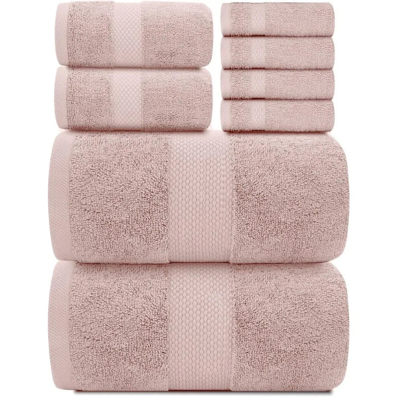 Luxury White Bath Towel Set of 8 Pieces