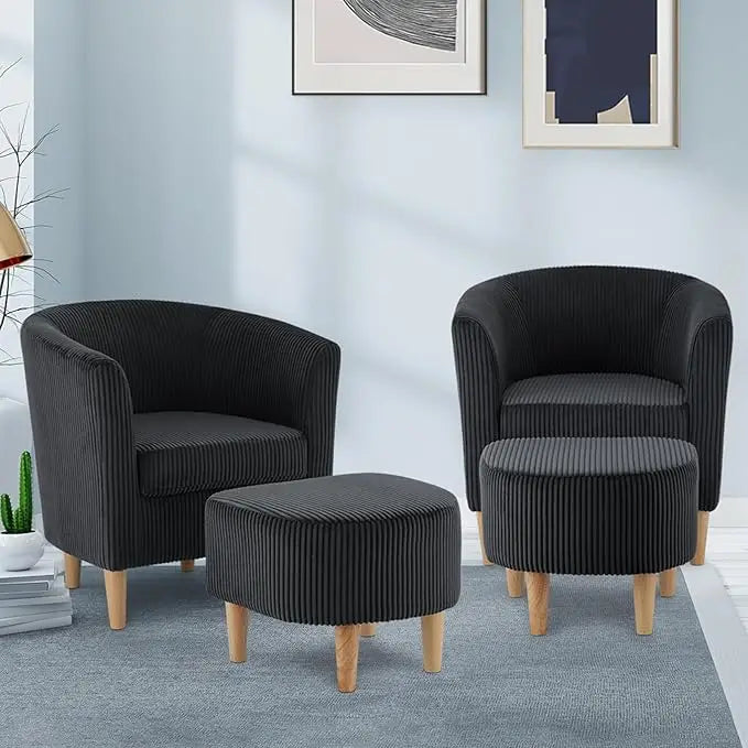 Accent Chairs Set of 2, Barrel Chair