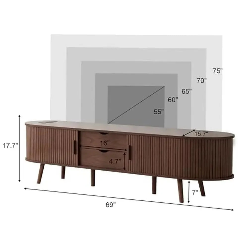 Mid Century Modern TV Stand Charging Station