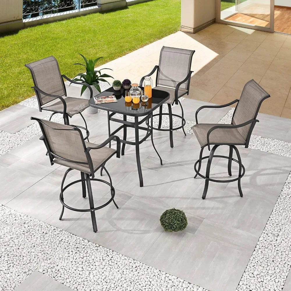 5 Piece Patio Dining Set Swivel Chairs