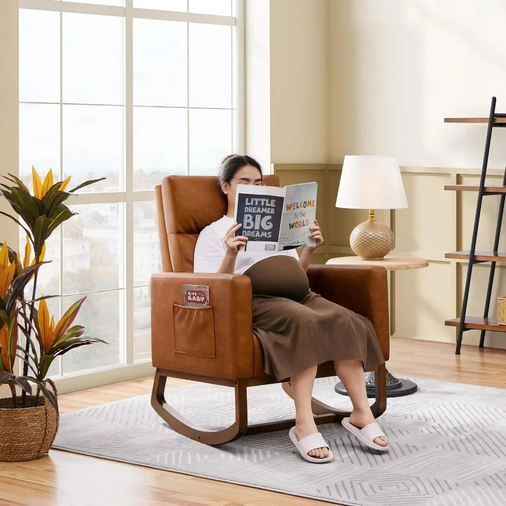 Leather Living Room Rocking Chair