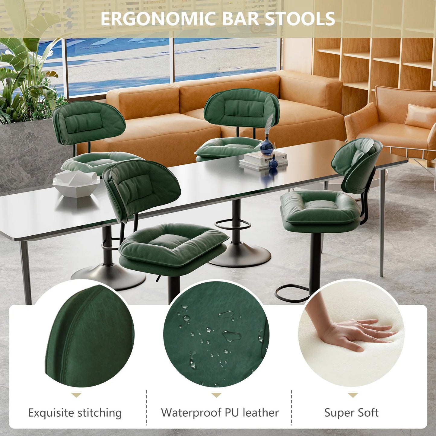 2Pcs Rotating Dining Chair Modern Bar Stools