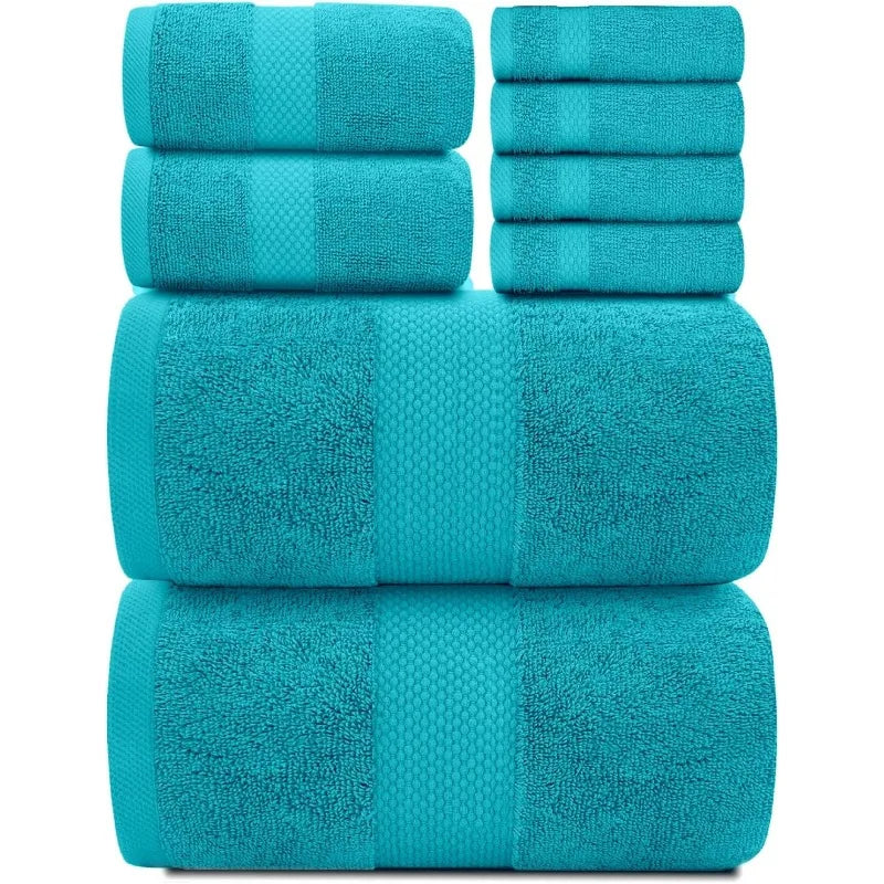 Luxury White Bath Towel Set of 8 Pieces