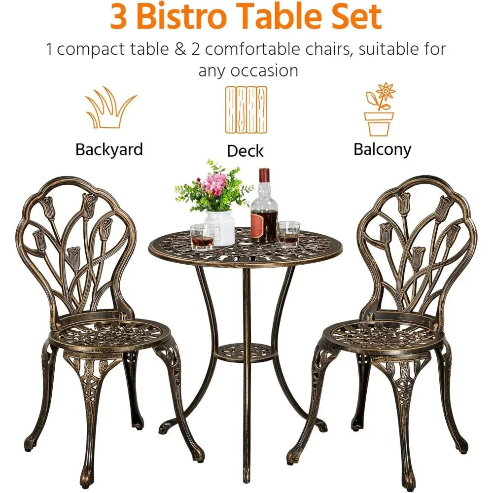 Patio Bistro Sets 3 Piece, Outdoor Rust-Resistant