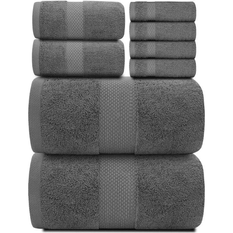 Luxury White Bath Towel Set of 8 Pieces