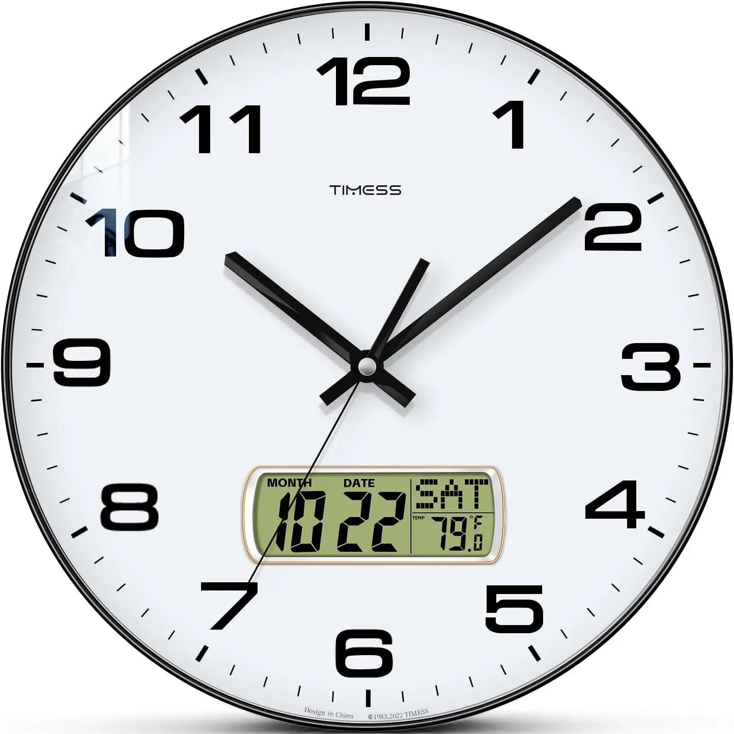 TIMESS Calendar Wall Clock,3 Sizes 4 Colors